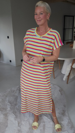 DAKOTA striped maxi sponge dress fuschia