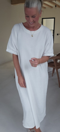 MANDIE soft velvet maxi dress white