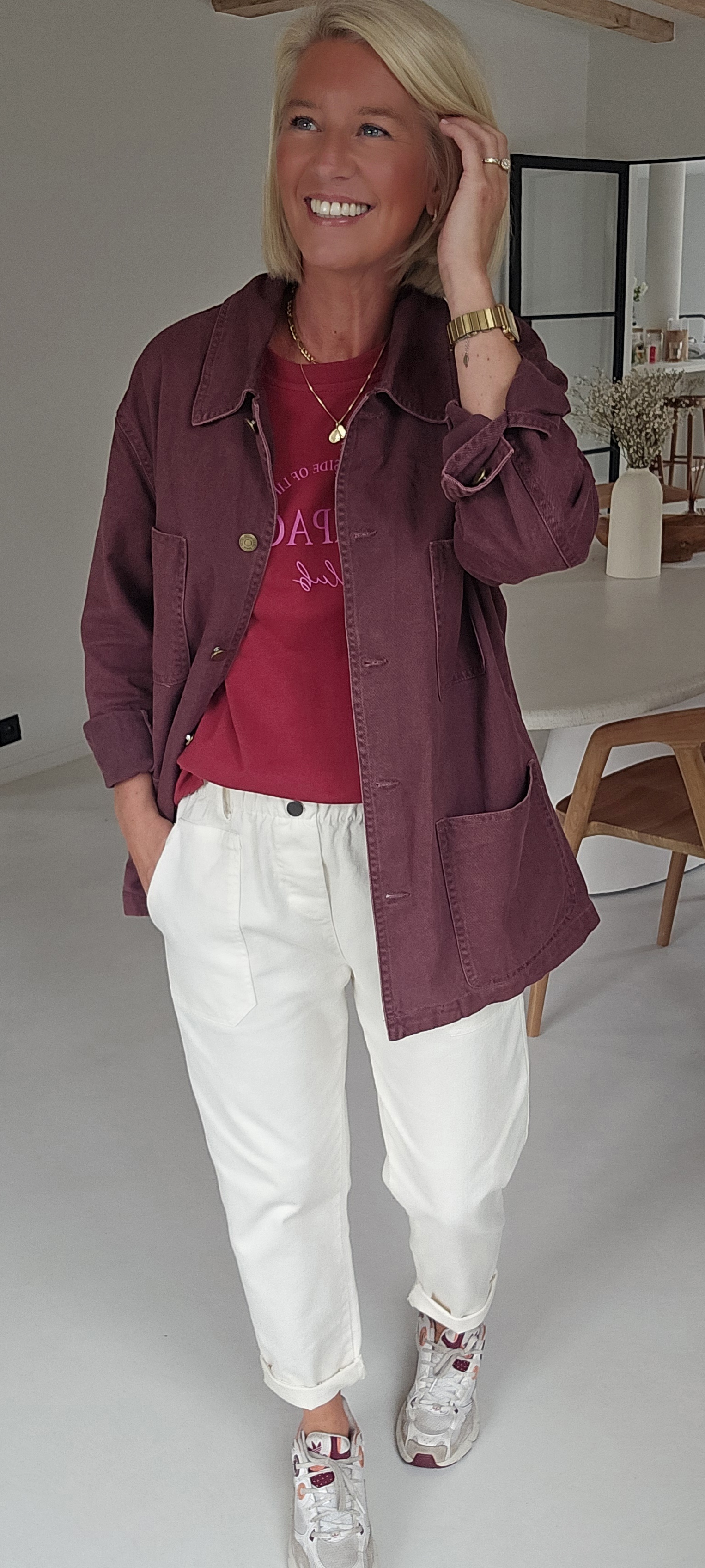 FELINE oversized cotton jacket burgundy