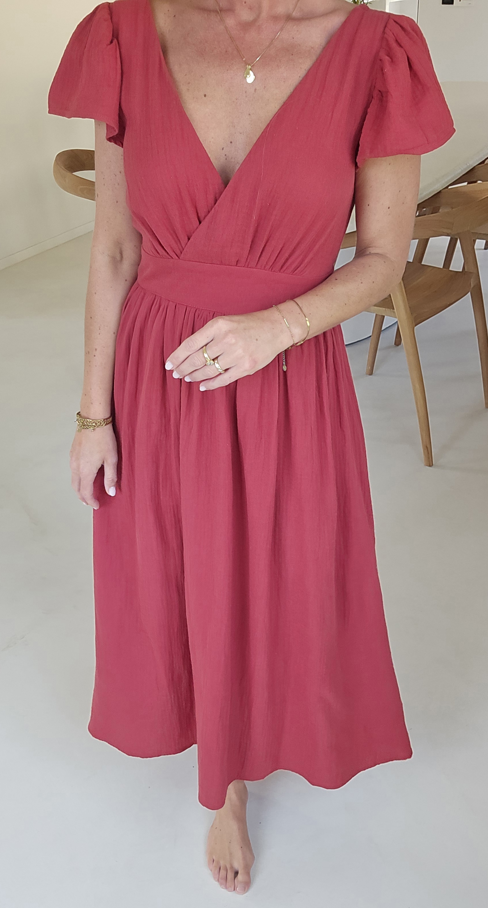 SAMANTE maxi tetra dress brick