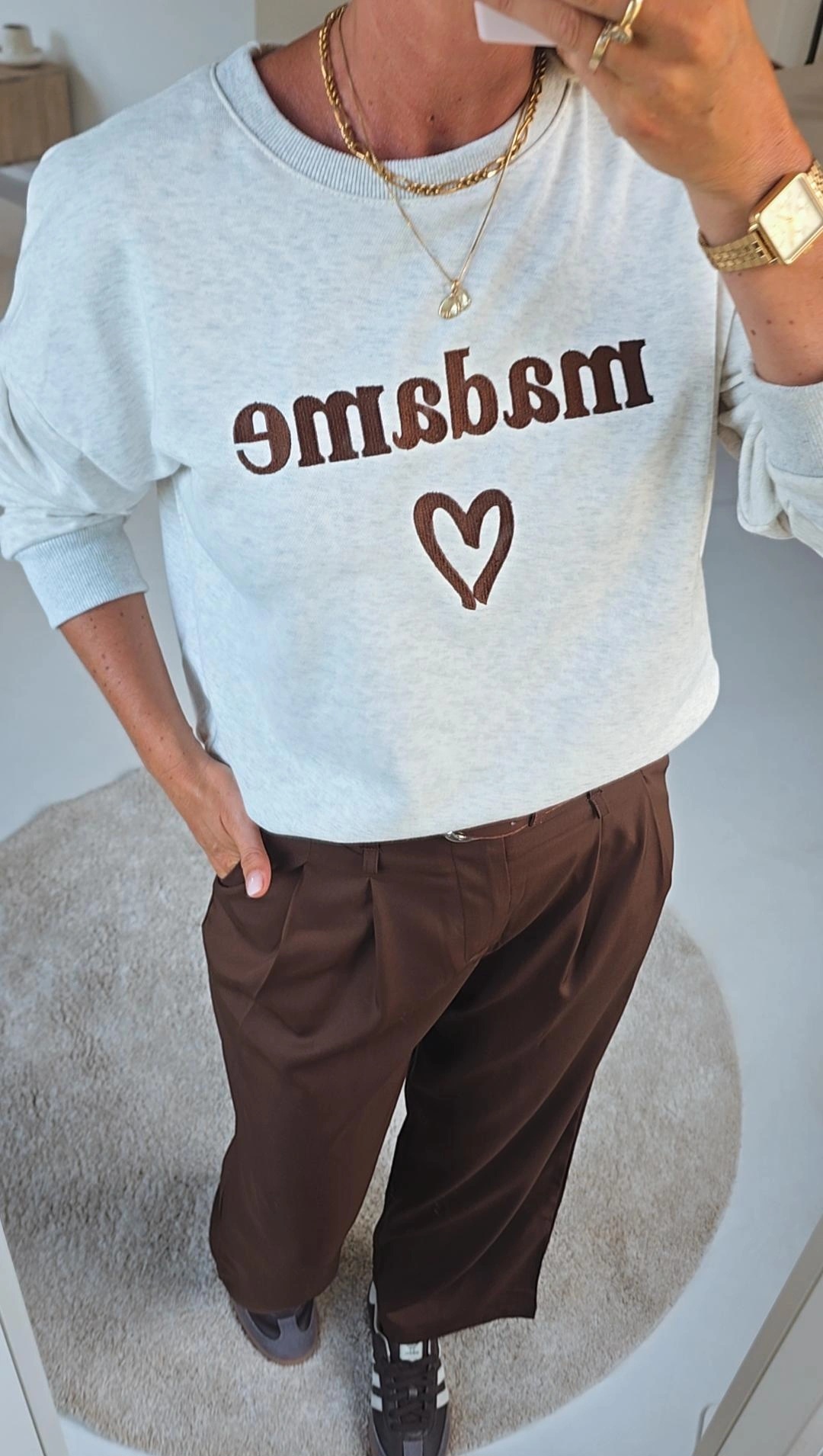 MADAME cotton sweatshirt mêlee beige