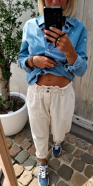 MAE velours paperbag pants ecru