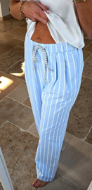 MILEY striped loose pants pastel blue