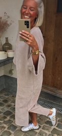 MANDU soft velvet maxi dress beige