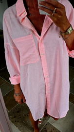 LUNA cotton shirt dress pink