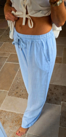 PUGLIA linen viscose wide leg pants soft blue