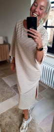 IVI striped cotton dress camel