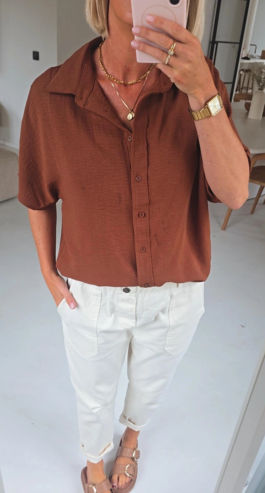 MIA short-sleeved shirt chocolat