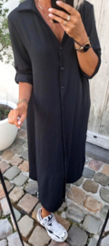 RHEA maxi shirt dress black