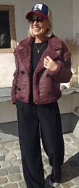 TONIA pu teddy jacket burgundy