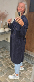 FALL VIBES suede trench coat navy