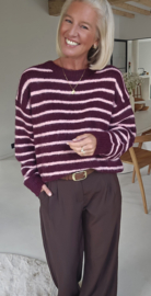 KARA striped knip burgundy blush