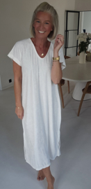 DIDI maxi terry T-shirt dress white v-neck