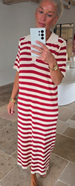 CHRISTIE striped maxi shirt dress red