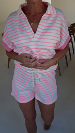 ELLIE striped set neon pink