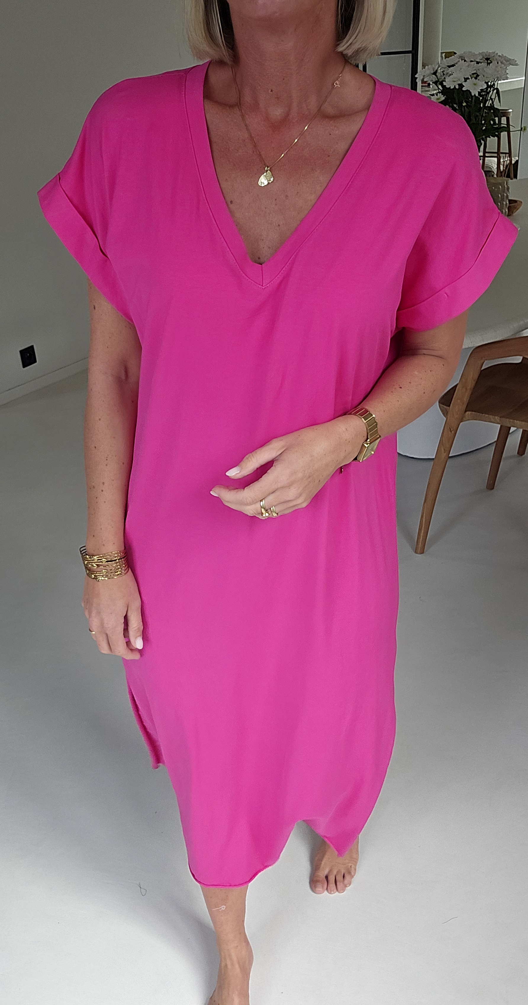 MELTE maxi T-shirt dress fuschia