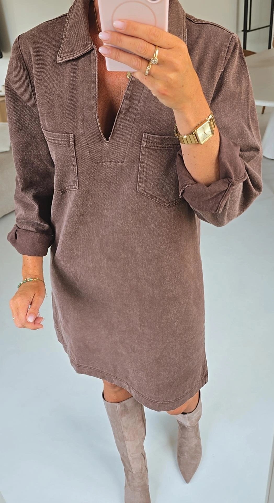 THE PERFECT JEANS 2 longsleeve dress chocolat