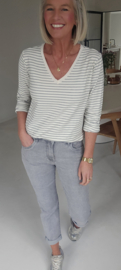 SOPHIA striped v-neck longsleeve grey
