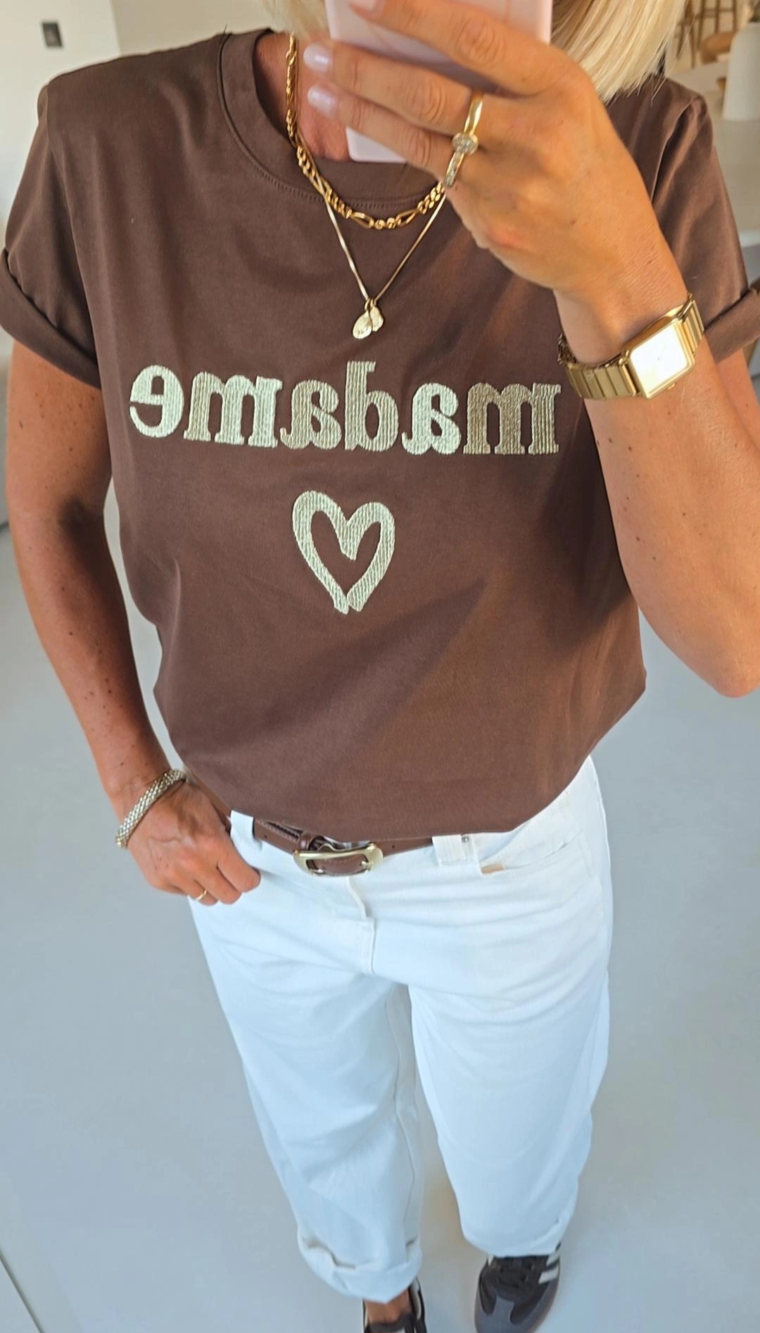 MADAME cotton T-shirt chocolat