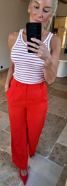 BASIC cotton striped top red