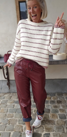DOTTIE knit white / burgundy