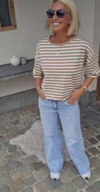AYLIN oversized striped T-shirt beige