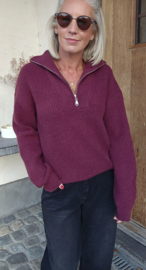 MILOU zipper knit burgundy