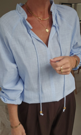 IMMY cotton bohemian blouse pastel blue