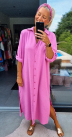 RHEA maxi shirt dress candy pink