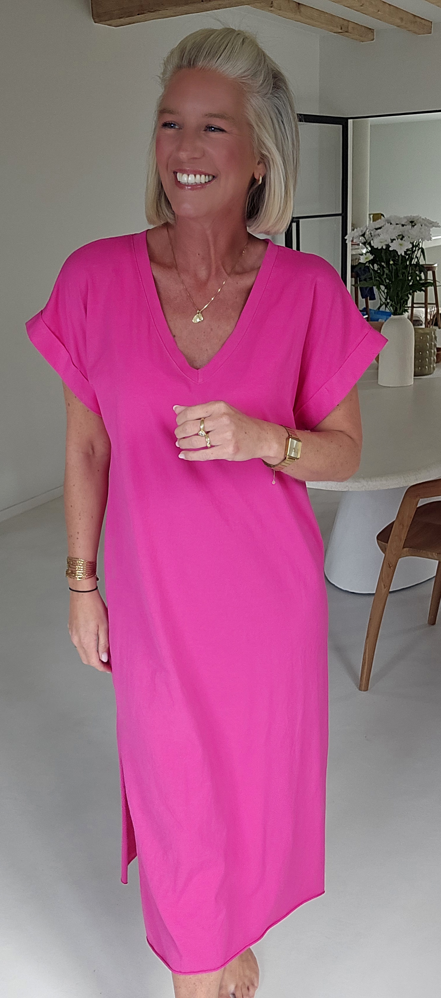 MELTE maxi T-shirt dress fuschia