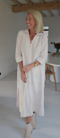 RHEA WINTER soft velvet maxi shirt dress soft beige
