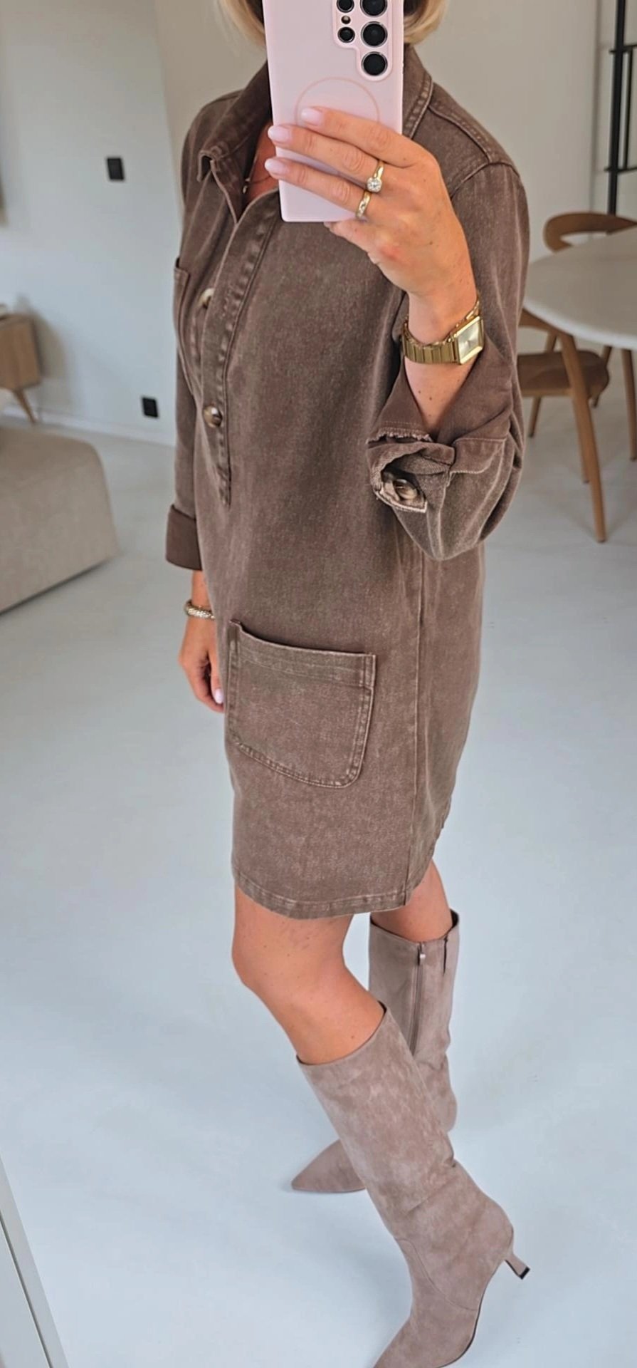 THE PERFECT jeans dress washed chocolat
