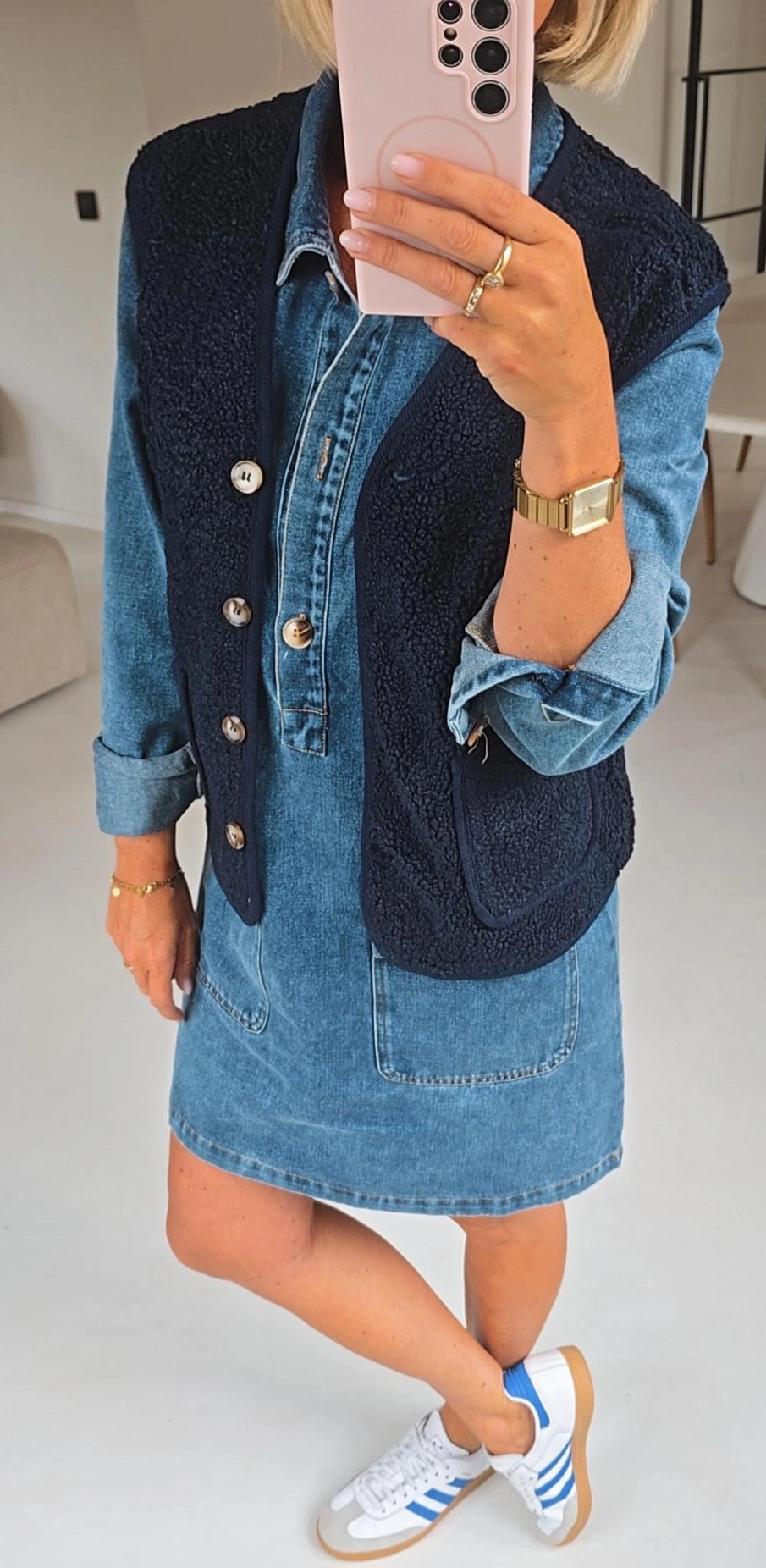 MELIA sleeveless teddy jacket navy