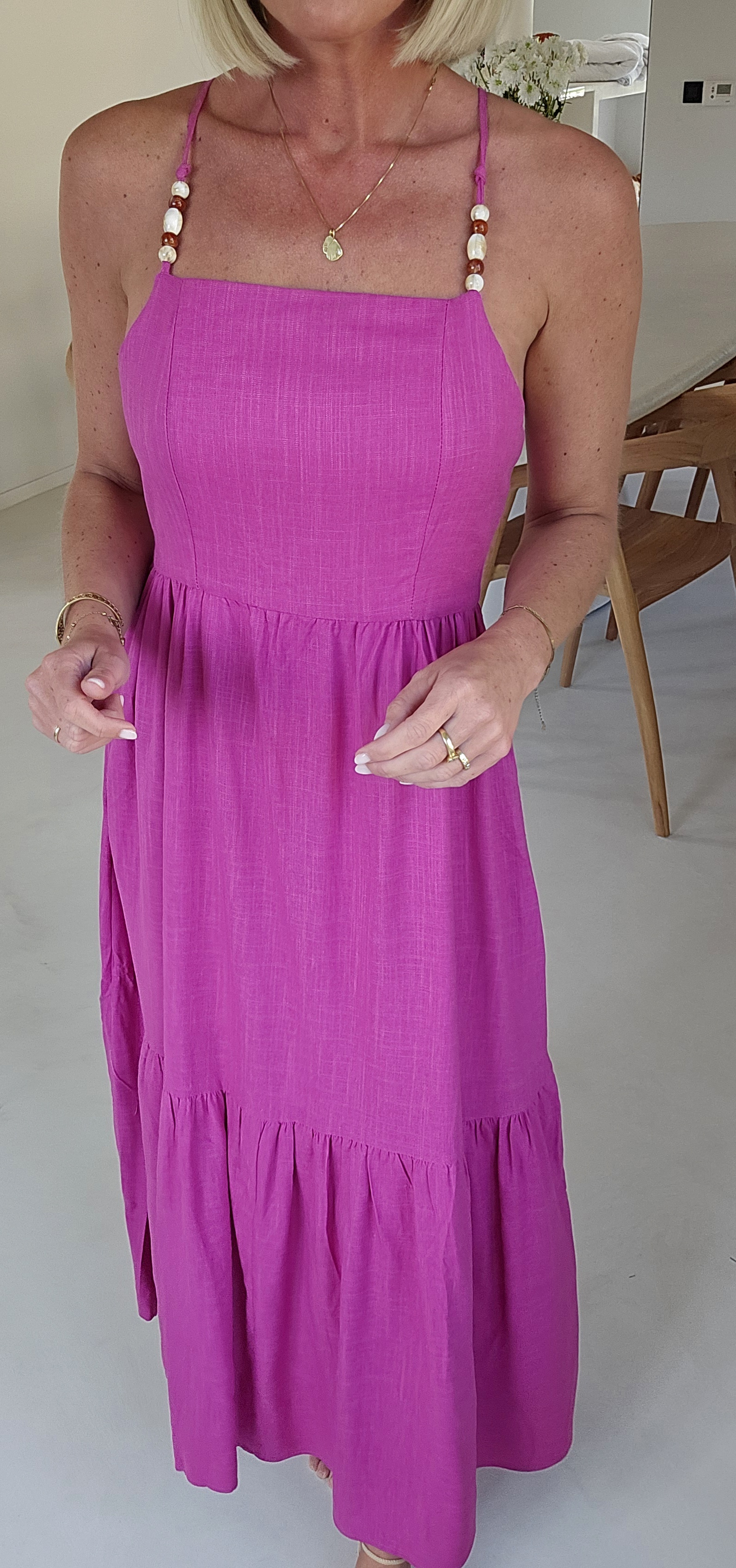LYDIE maxi linen viscose dress aubergine