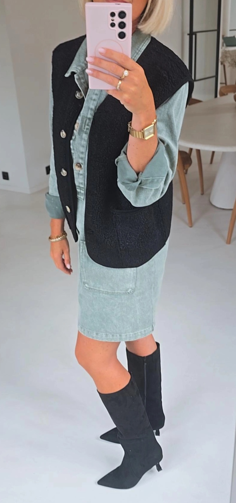 MELIA sleeveless teddy jacket black