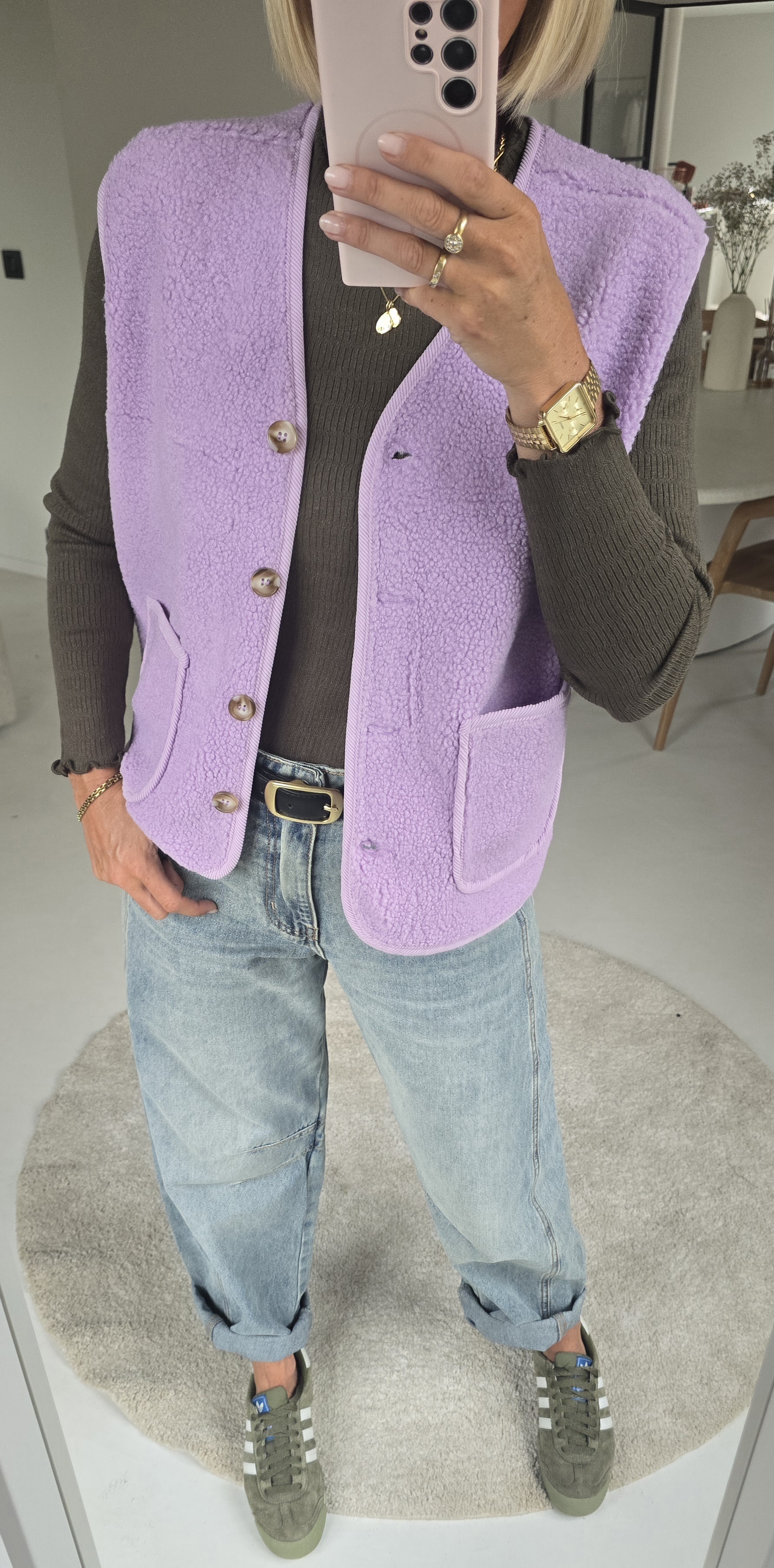 MELIA sleeveless teddy jacket lilac