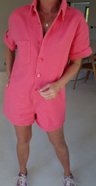 JINA jeans playsuit neon raspberry