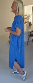 DIDI maxi terry T-shirt dress royal blue v-neck