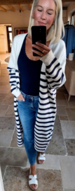 LIZZY striped maxi knit cardigan white