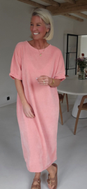 MANDIE soft velvet maxi dress pastel peach