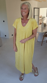 DIDI maxi terry T-shirt dress yellow v-neck