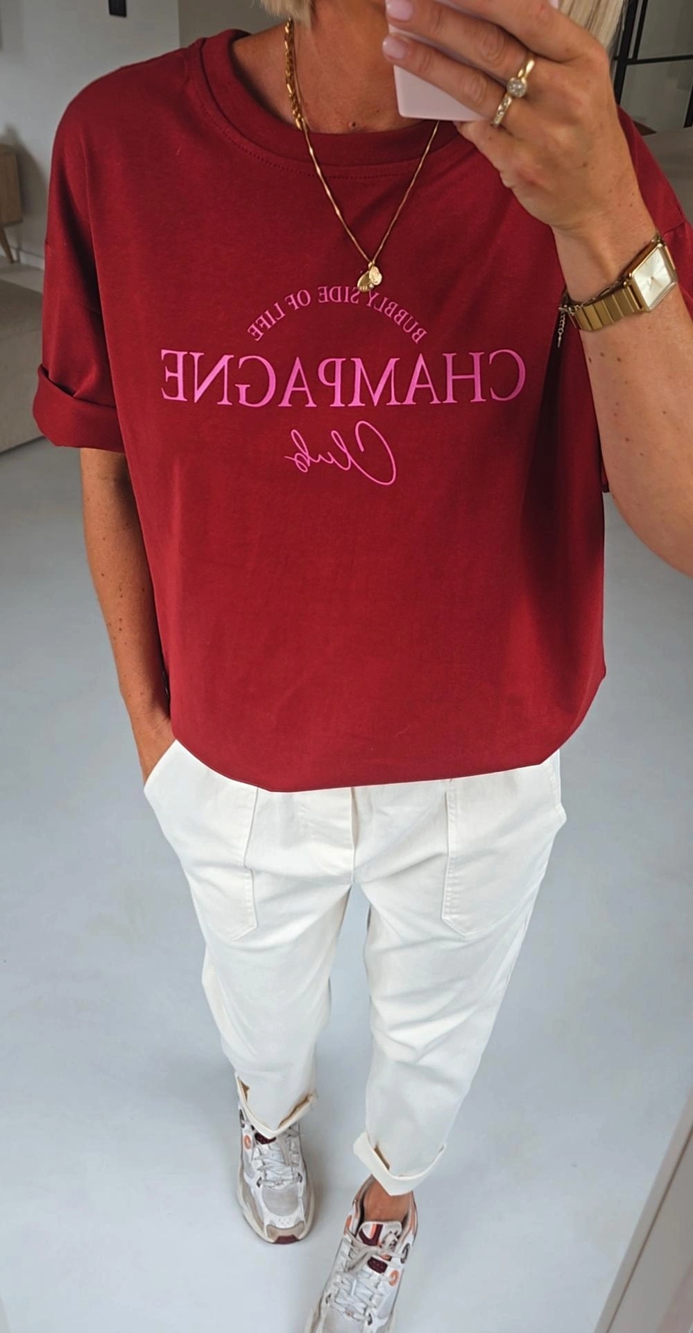 CHAMPAGNE CLUB cotton tee burgundy