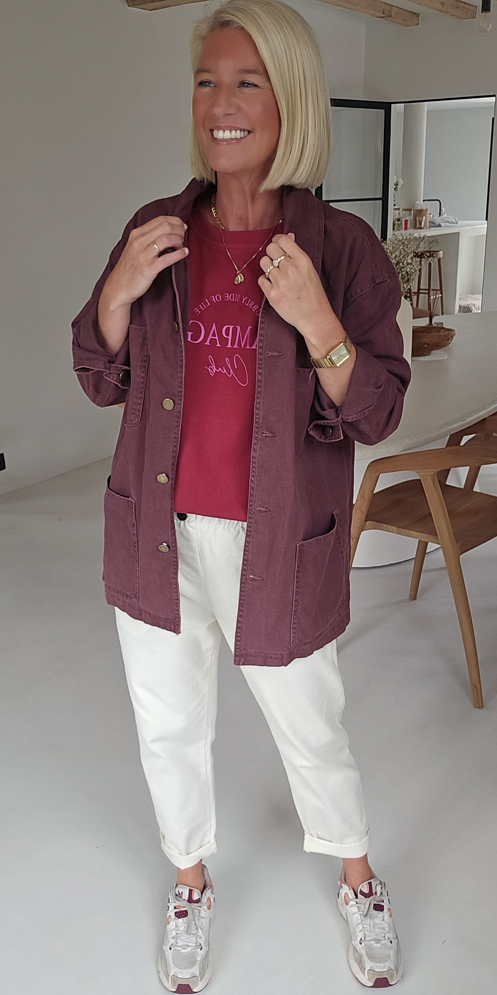 FELINE oversized cotton jacket burgundy