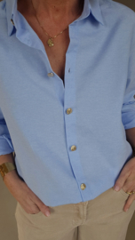 ALIA cotton shirt blue golden buttons