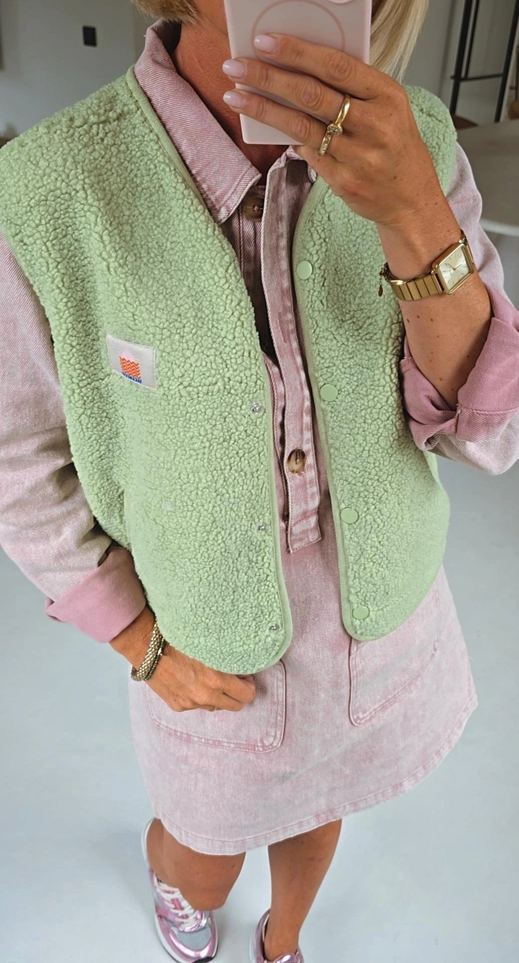 SIL sleeveless teddy jacket lime