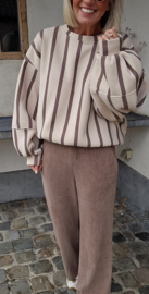 LUCIA striped cotton sweatshirt beige