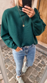 IRA soft crewneck knit forest green