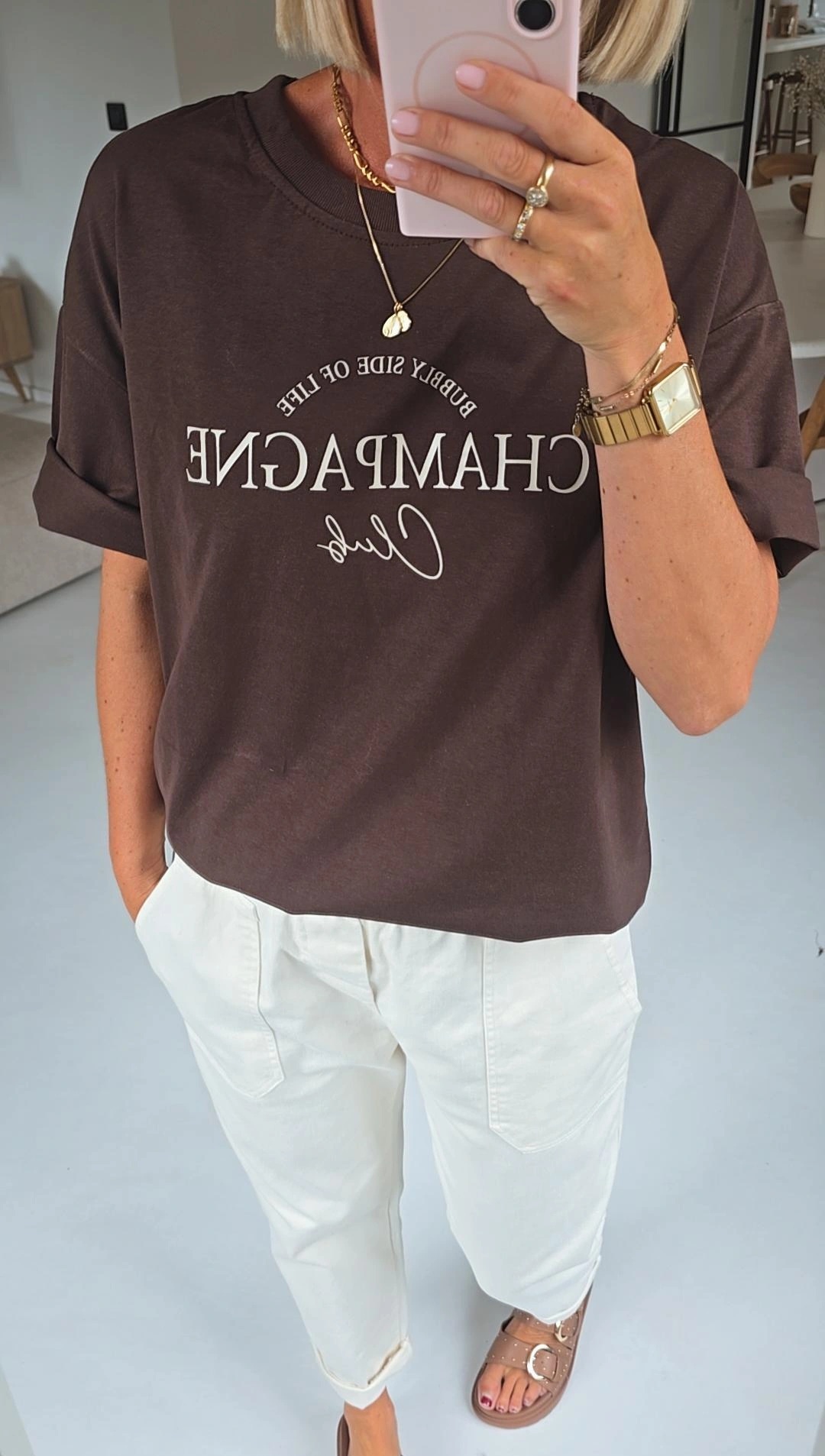 CHAMPAGNE CLUB cotton tee chocolat