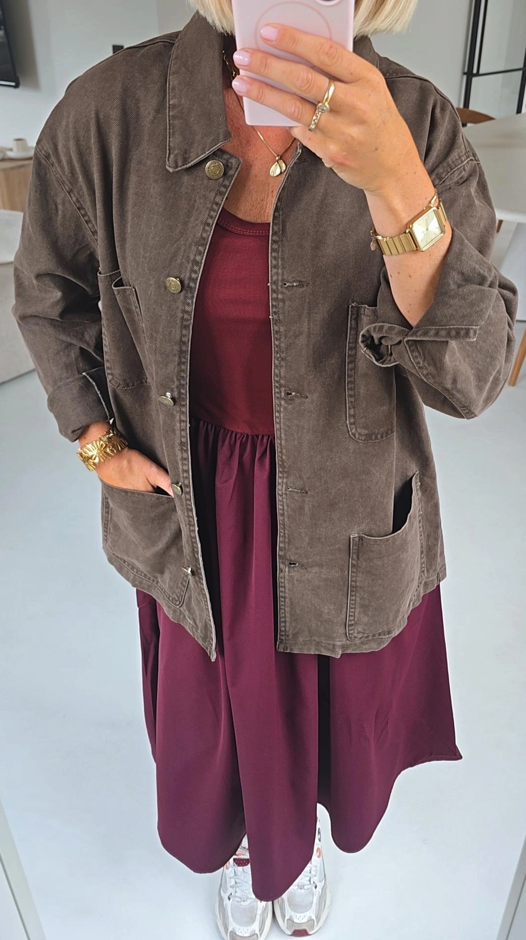 FELINE oversized cotton jacket chocolat