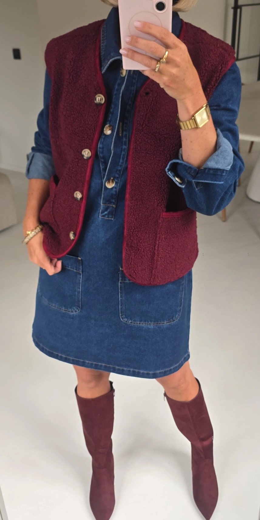 MELIA sleeveless teddy jacket burgundy